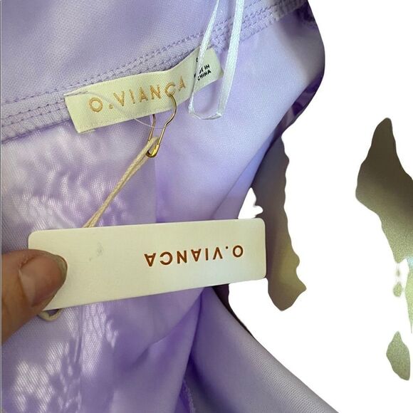 Lavender formal romper / mini dress. Stretch lace, adjustable steamed NWT - Picture 4 of 15